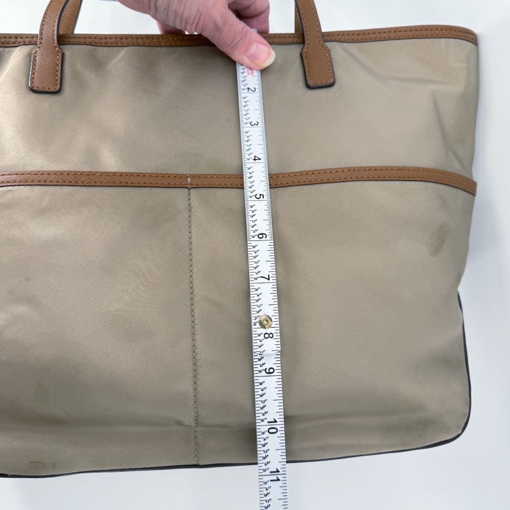Michael Kors Dusk Kempton Medium Tote Bag‎ Khaki Nylon Leather Trim Gold Logo - Picture 12 of 16